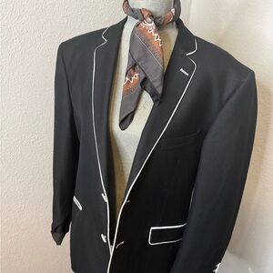 Zara Black Blazer with White Piping